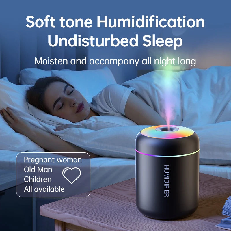 180ml Mini Aroma Diffuser & Humidifier - USB Ultrasonic Mist with Color-Changing LED Night Light, Whisper-Quiet for Bedroom, Office & Car