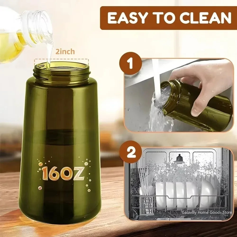 Light-Blocking Olive Oil Sprayer & Dispenser - 470ml 2-in-1 Dark Glass Bottle for Cooking, Salads, Air Fryer, Baking