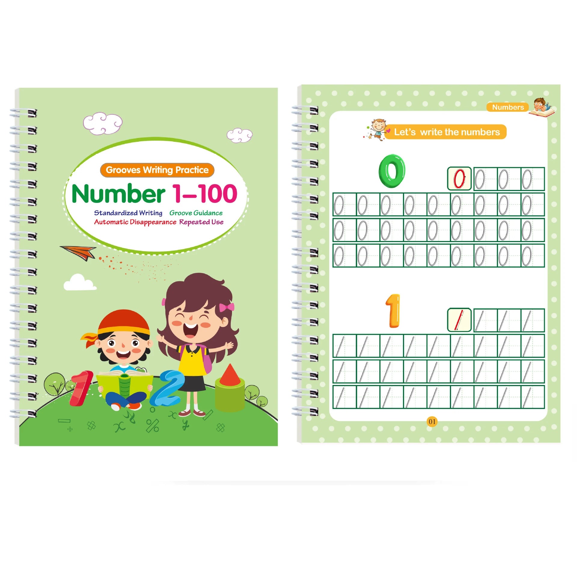 Magic Grooved Practice Copybook — Reusable Tracing, Calligraphy, Lettering, Preschool, Handwriting