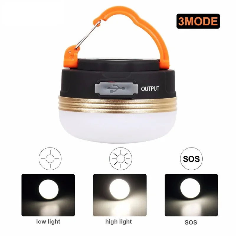 USB Rechargeable LED Camping Lantern - 1800mAh Hanging Tent Light, Power Bank, Emergency, Hiking & Outdoor Work Light