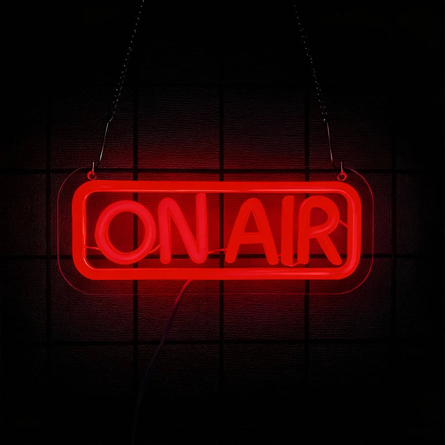 LED Neon ON AIR Sign - USB Powered Wall Decoration Light, Studio Bar Gaming Room Bedroom Decor, Modern Aesthetic Acrylic LED Sign