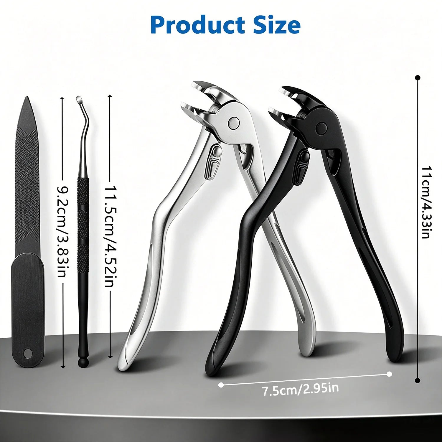 Nail Clipper — Curved Tip, Long Handle, Ergonomic, Stainless Steel, Sharp, Precise