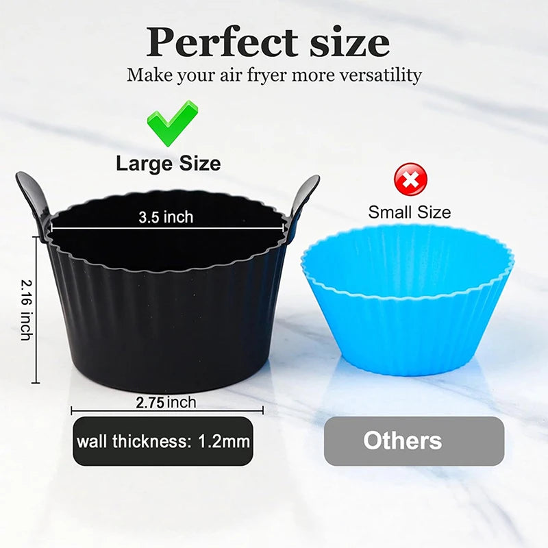 Silicone Egg Poacher Cup Set - Air Fryer, Microwave & Stovetop, Reusable Custard / Tart / Dessert Molds (3, 4, 6, or 12-Pack)