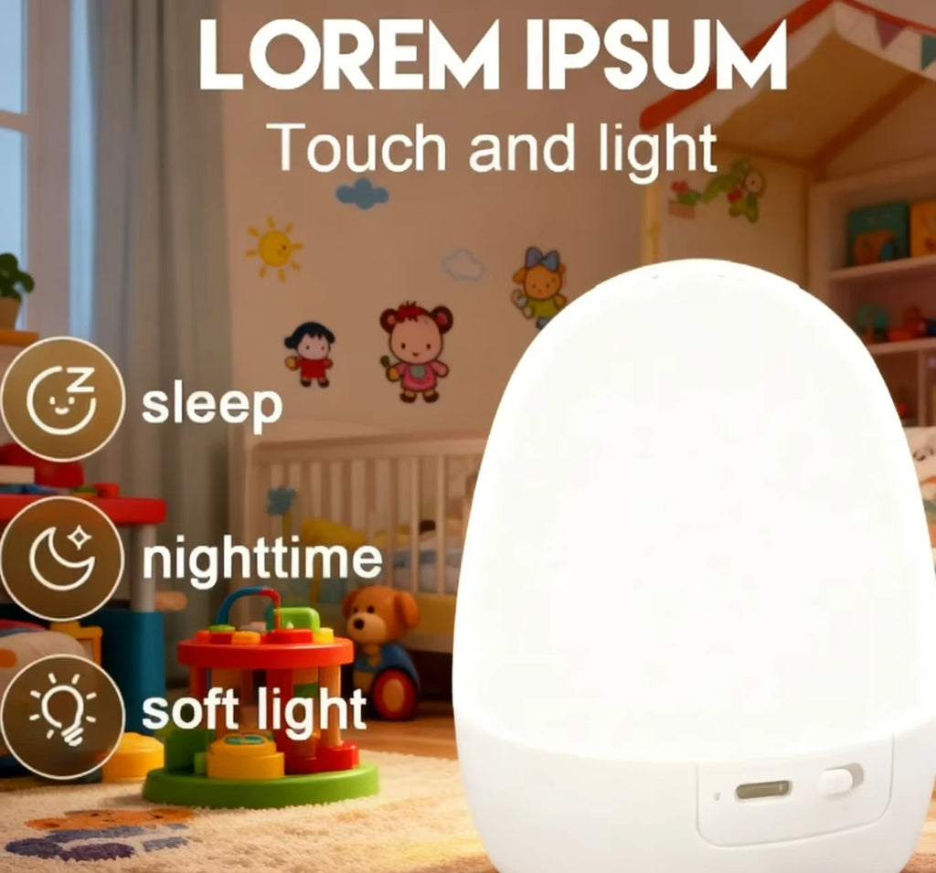 RGB Egg Night Light — Dimmable, Portable, Kids, Bedroom, Nursery, Baby