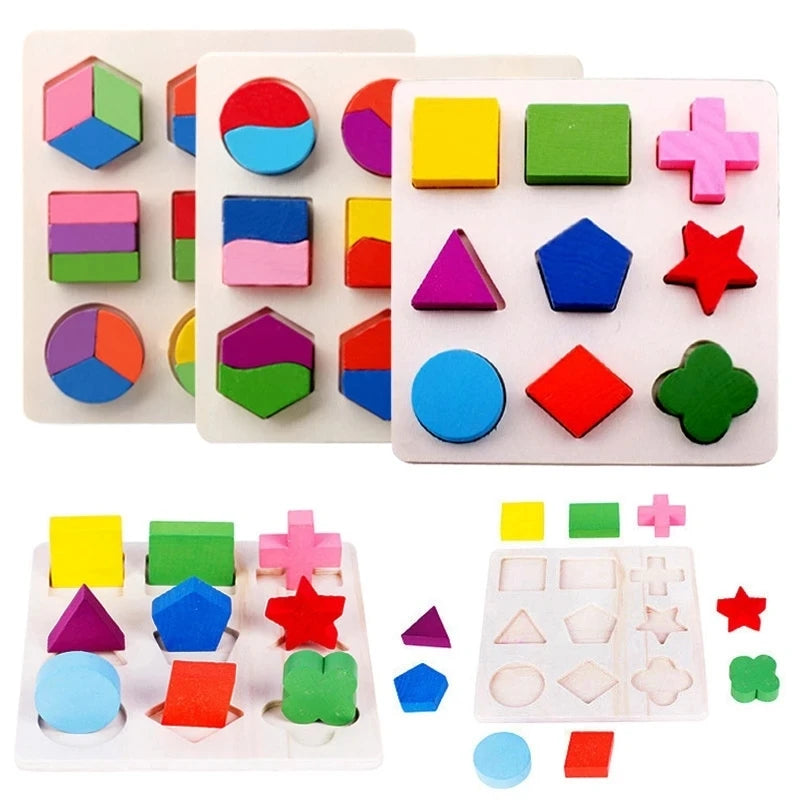 Wooden Peg Puzzles — 6-Pack, Toddler, Montessori, Educational, Fine Motor, Sorting