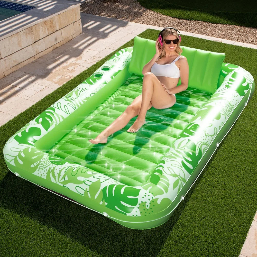 Inflatable Pool Lounge — Comfortable, Durable, with Cup Holder, Headrest, Backrest, Armrests