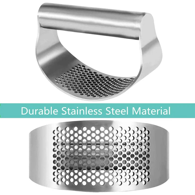 Stainless Steel Rocker Garlic Press - One-Hand Crusher for Garlic, Ginger & Herbs (No Peeling Needed, Dishwasher Safe)