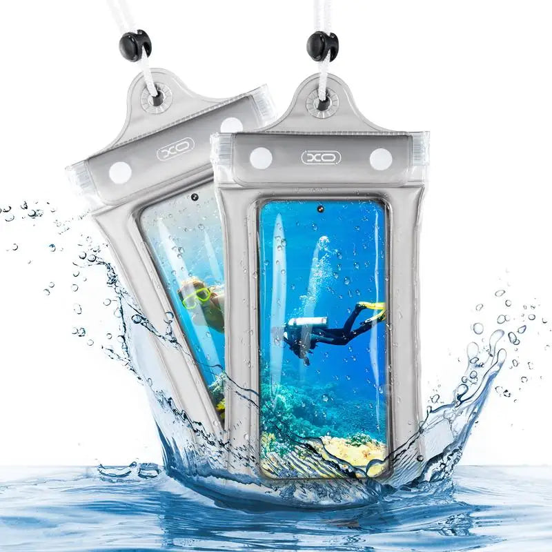 Waterproof Phone Pouch — 2-Pack, Submersible, Underwater, Swimming, Beach, Pool, Kayaking