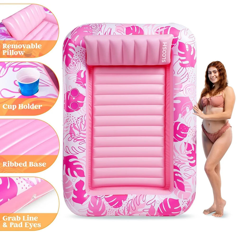 Inflatable Pool Lounge — Comfortable, Durable, with Cup Holder, Headrest, Backrest, Armrests