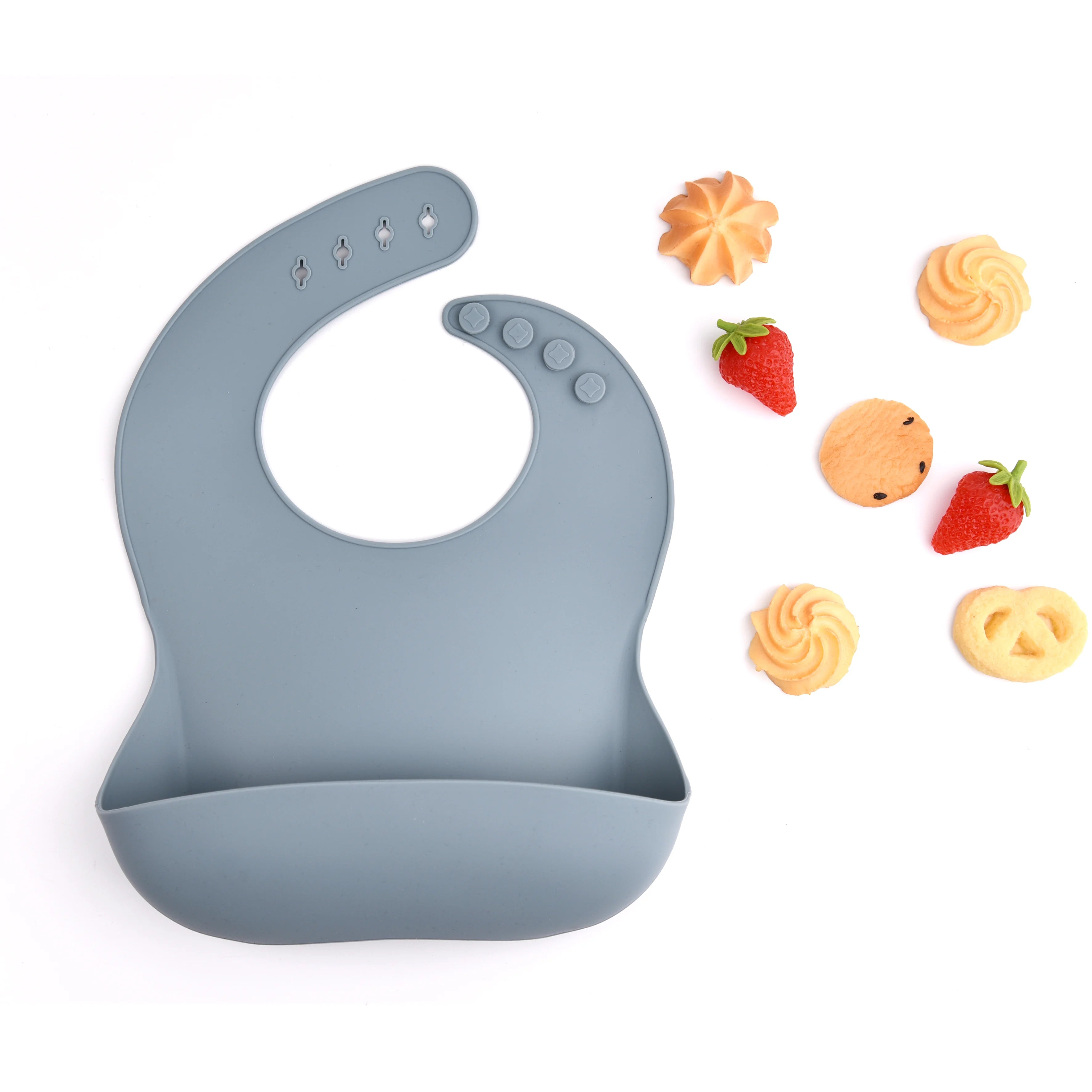 Silicone Baby Feeding Bib with Deep Food Catcher - Waterproof, Adjustable, Dishwasher-Safe in 10 Modern Colors