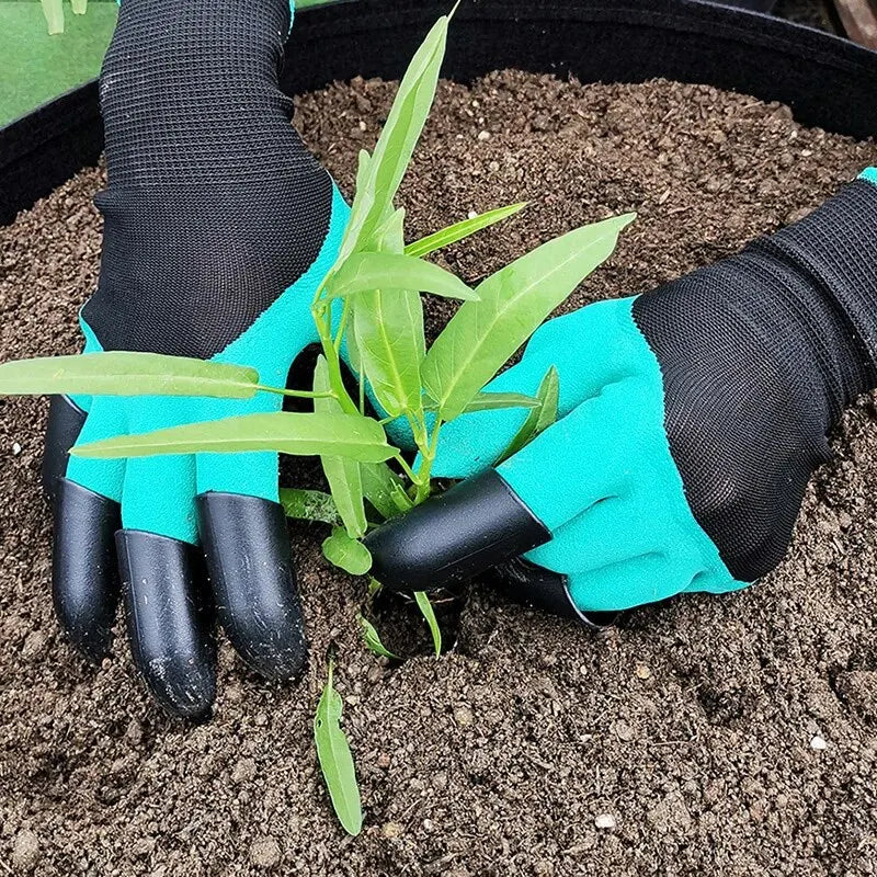 Garden Gloves with Claws - Waterproof Stab-Resistant Latex Gardening Gloves, Digging Planting Weeding, Non-Slip Grip, Unisex Outdoor Work Gloves