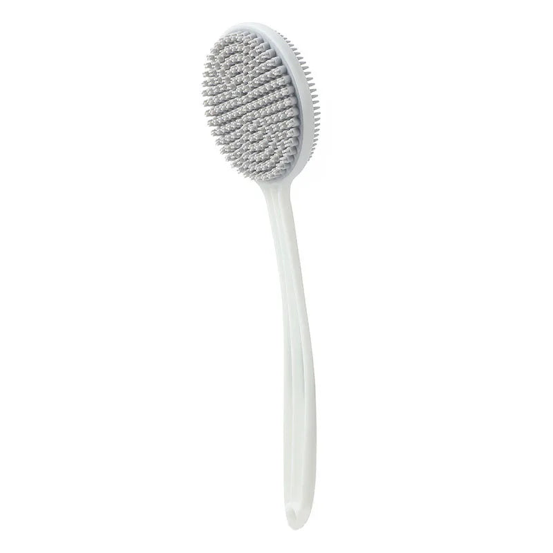 Silicone Back Scrubber Shower Brush - Long Handle Double-Sided Body Exfoliator, Massage Bath Brush, Anti-Mold Bathroom Cleaning Tool