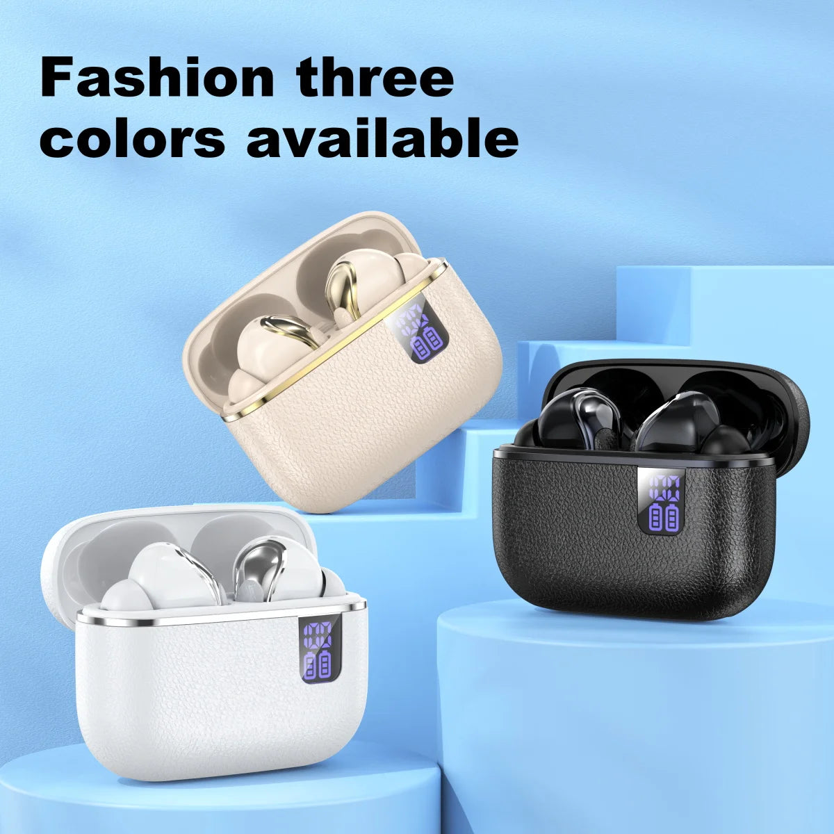 TWS Wireless Earbuds with ENC Noise Reduction - Bluetooth 5.3, LED Battery Display, 30Hr Playtime, Touch Controls