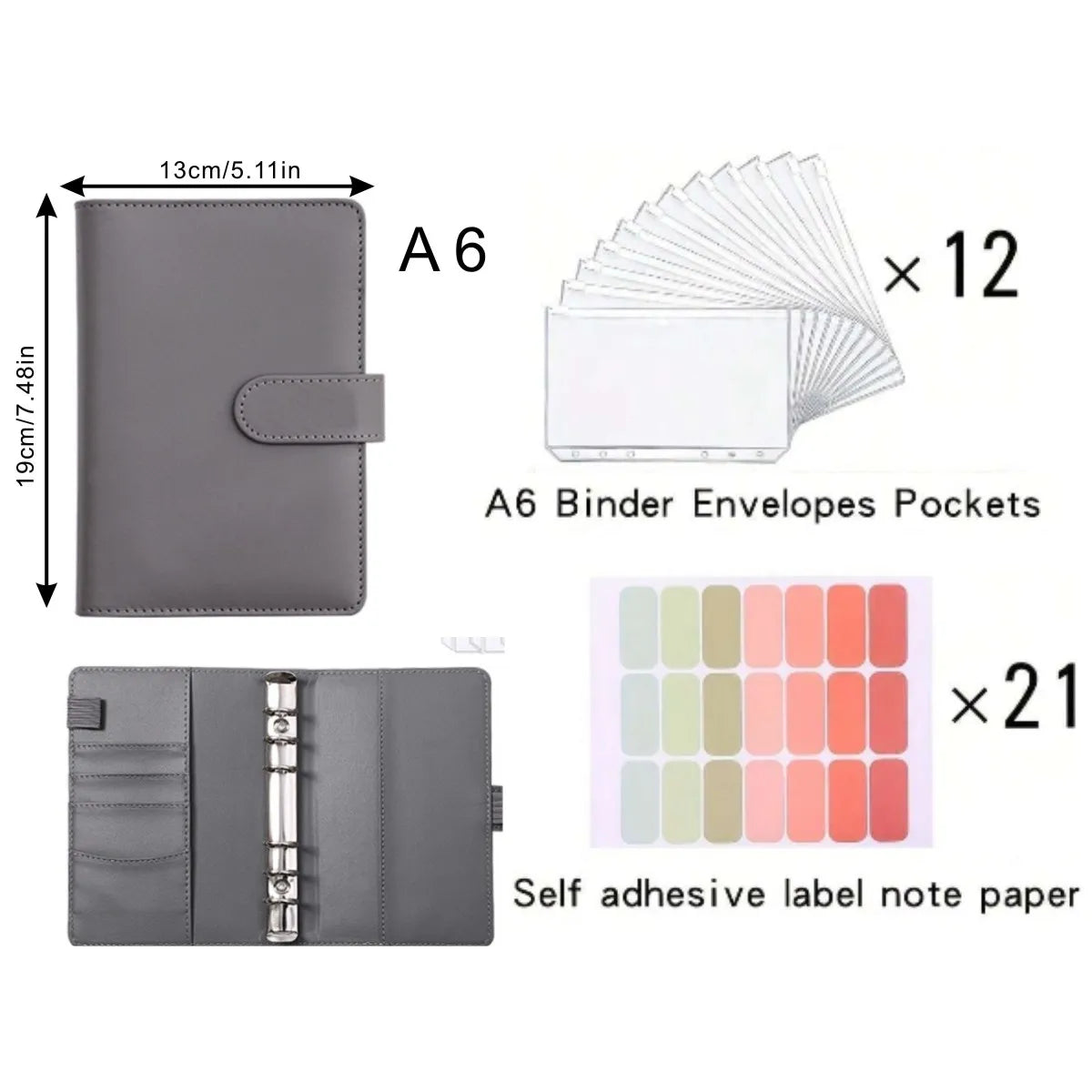 A6 Savings Notebook — Budget Planner, Cash Envelopes, Expense Tracker, Financial Organizer, PU Leather Cover