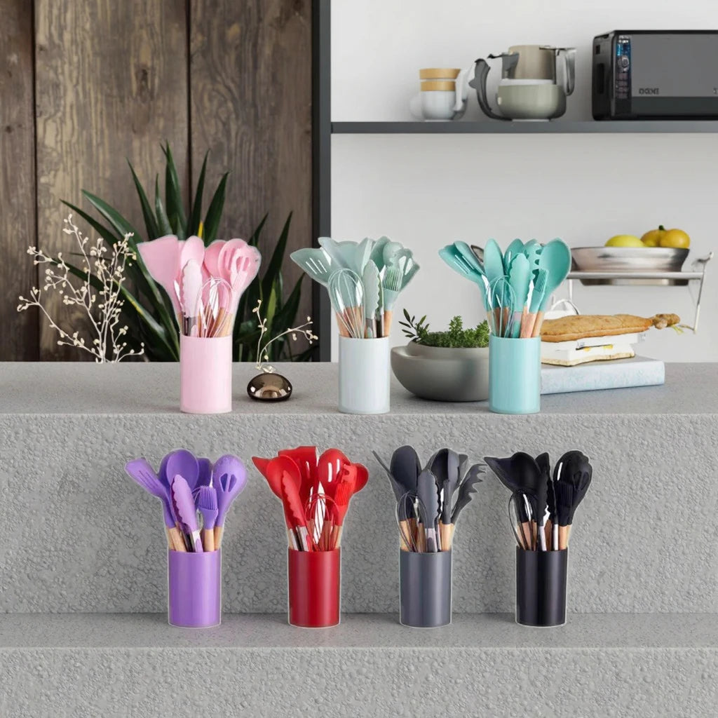 Silicone Utensils Set — 28-Piece, Heat-Resistant, Non-Stick, BPA-Free, Ergonomic Handle