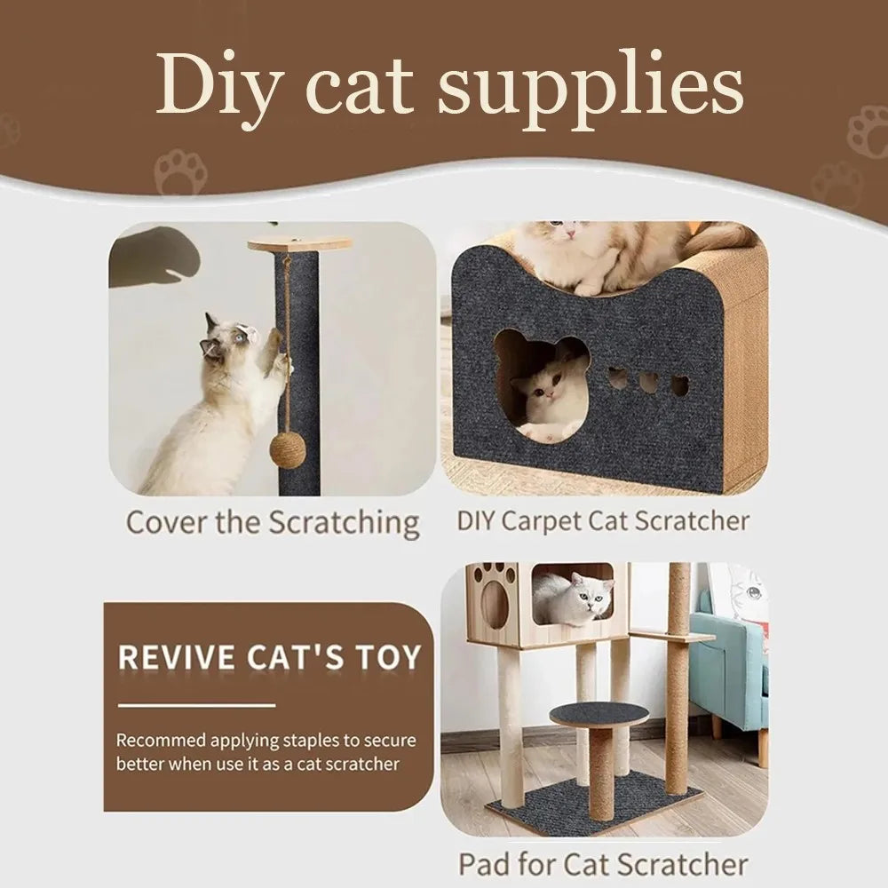 Cat Scratching Mat — Self-Adhesive, Durable, Flexible, Furniture Protector, Sisal