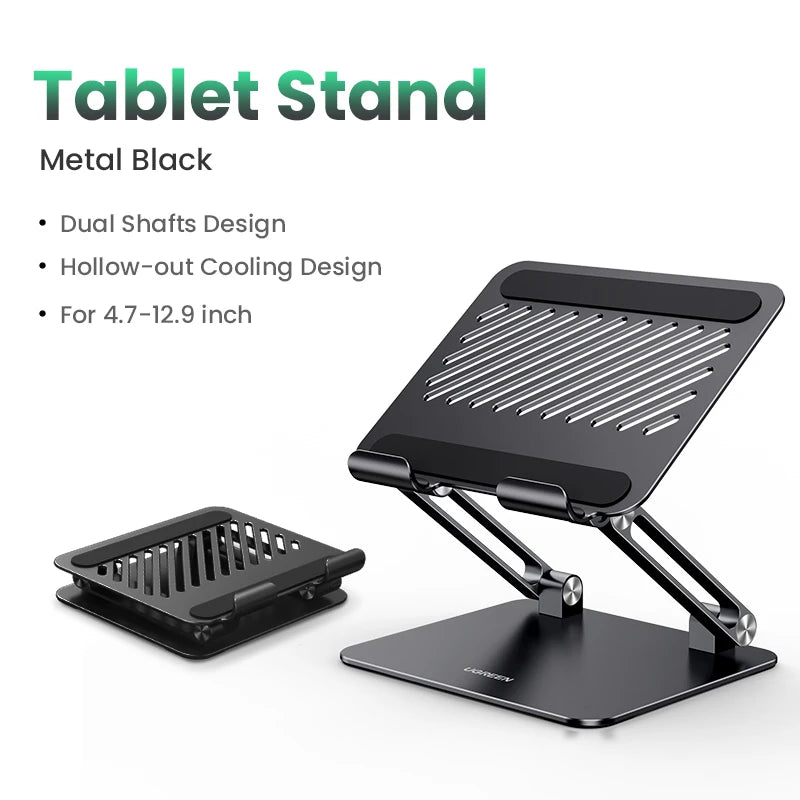Aluminum Phone & Tablet Desk Stand - Adjustable Foldable Holder for iPhone iPad Galaxy, Anti-Slip Premium Aluminum, Ergonomic Tech Stand