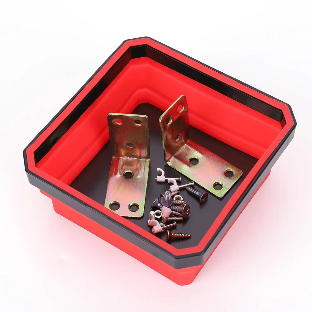Magnetic Parts Tray Set — Heavy Duty, Stainless Steel, Rubber Base, Flexible, Anti-Scratch, Strong Magnet