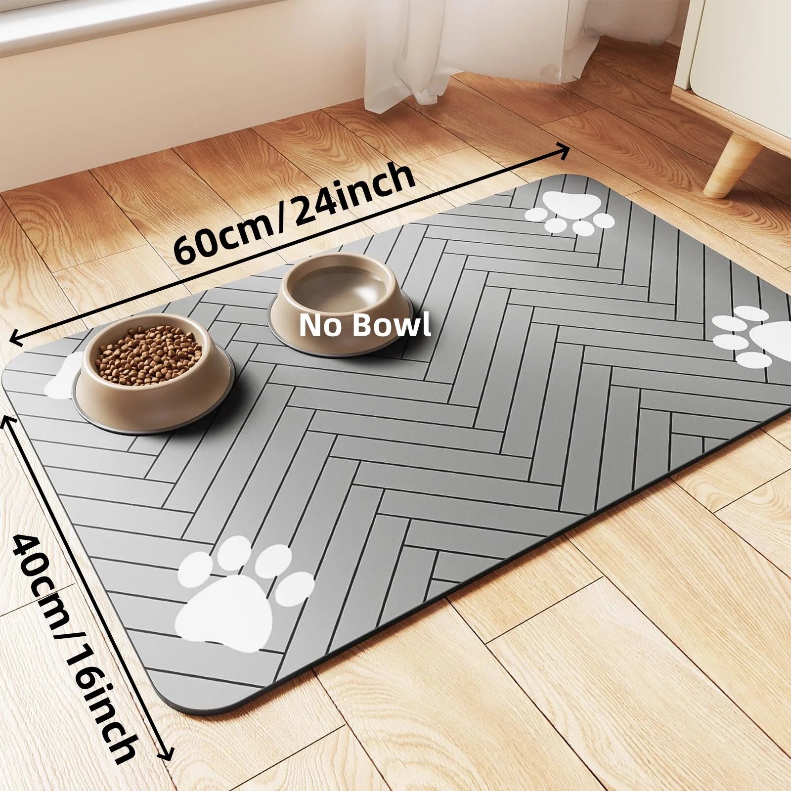 Absorbent Pet Feeding Mat - Waterproof Rubber-Backed Placemat for Dog & Cat Food and Water Bowls, Quick-Dry, Protects Floors