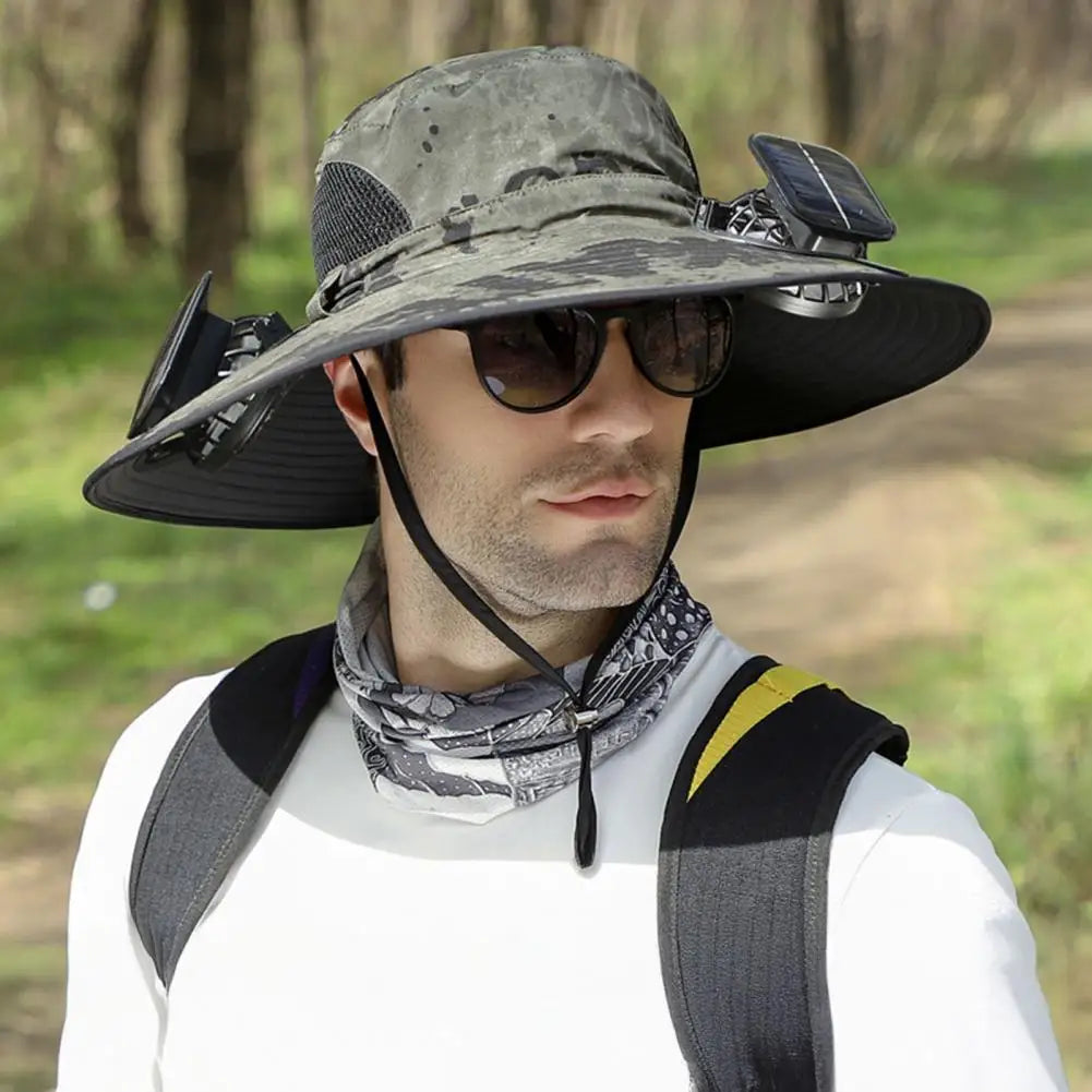 Solar Hat — Cooling Fan, Adjustable, Wide Brim, Portable, UV Protection