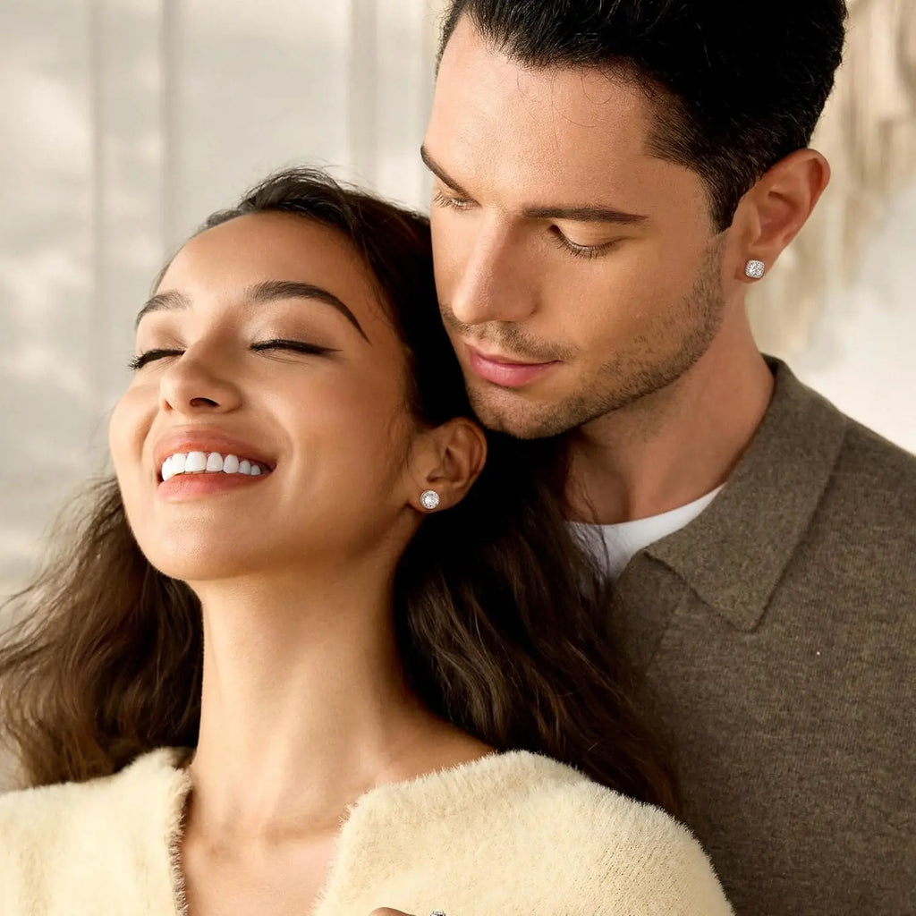 Zircon Stud Earrings — 4-Piece Set, Halo, Dainty, Hypoallergenic, Giftable