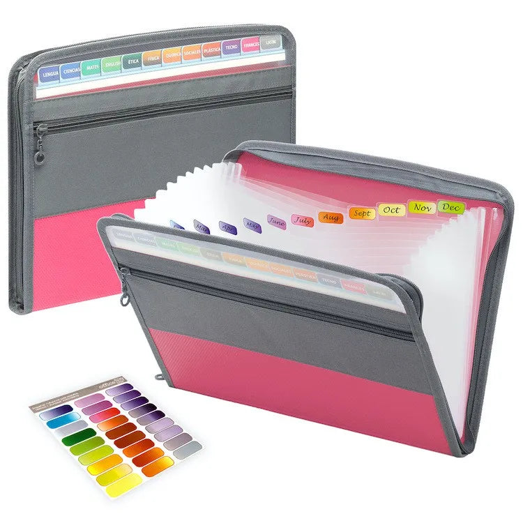 Accordion File Organizer — 13 Pockets, A4 Size, Letter Size, Expandable, Portable