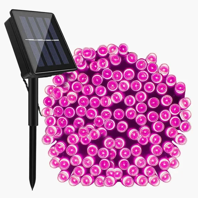 Solar String Lights — Outdoor Patio, Waterproof, Warm White, Dimmable, Shatterproof