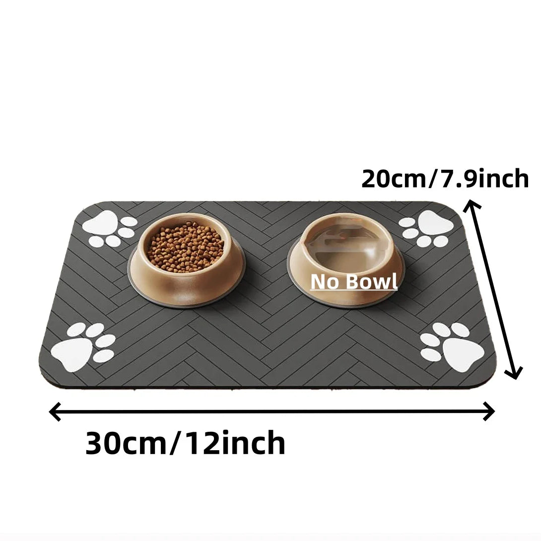 Absorbent Pet Feeding Mat - Waterproof Rubber-Backed Placemat for Dog & Cat Food and Water Bowls, Quick-Dry, Protects Floors