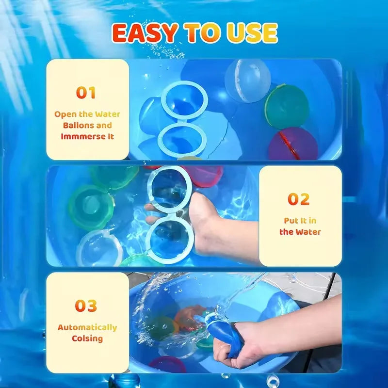 Magnetic Water Balloons — Reusable, Self-Sealing, Quick-Fill, Soft-Touch, Eco-Friendly