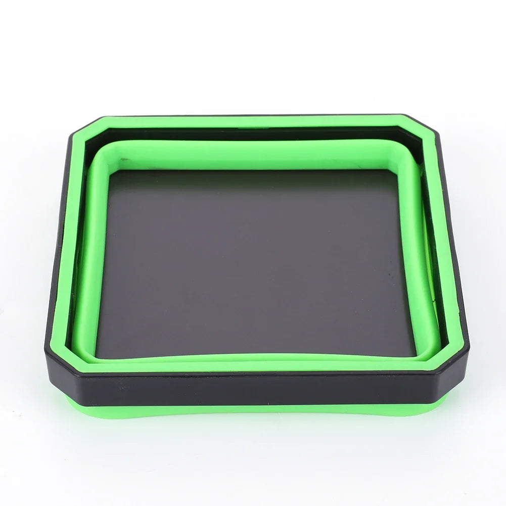Magnetic Parts Tray Set — Heavy Duty, Stainless Steel, Rubber Base, Flexible, Anti-Scratch, Strong Magnet