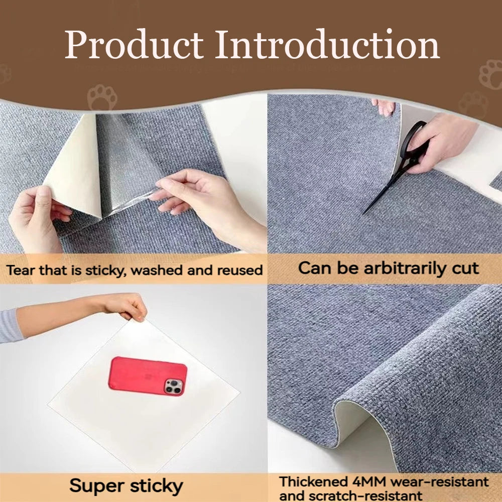 Cat Scratching Mat — Self-Adhesive, Durable, Flexible, Furniture Protector, Sisal