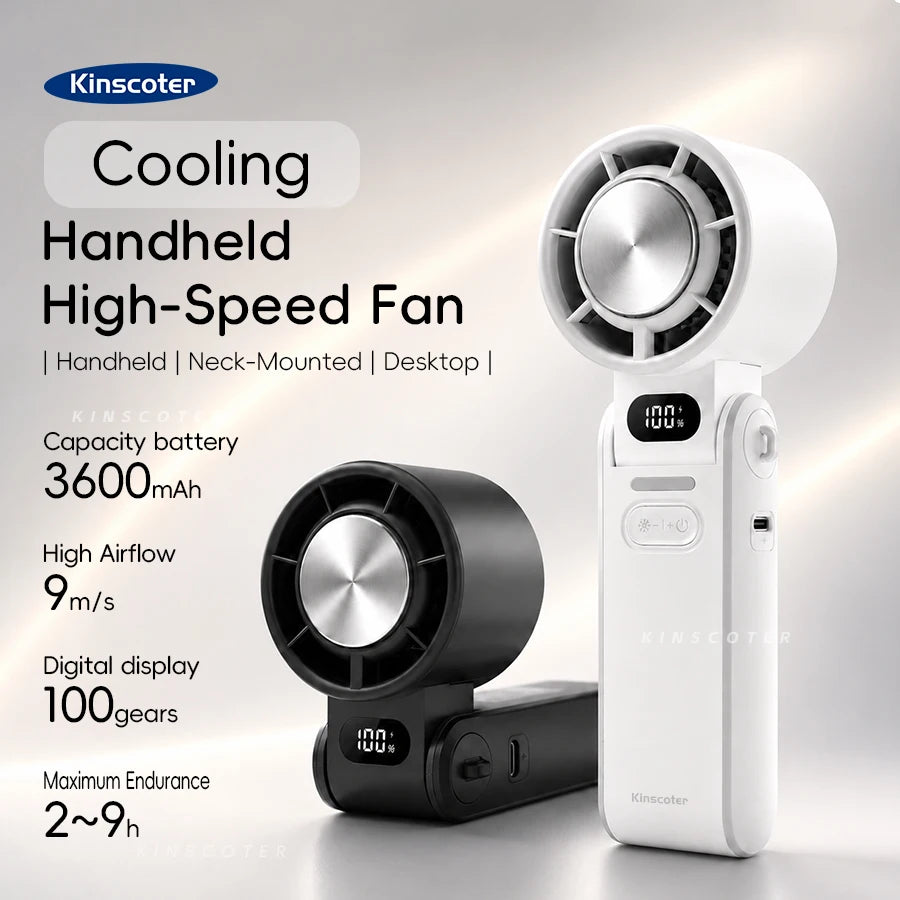 Handheld Turbo Fan — Portable, Rechargeable, Cordless, Personal, Mini, Quiet