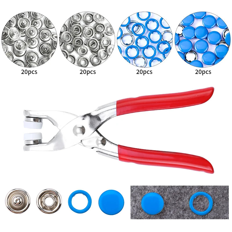 Snap Button Pliers Kit — 100pcs, Durable, Heavy-Duty, DIY, Crafting