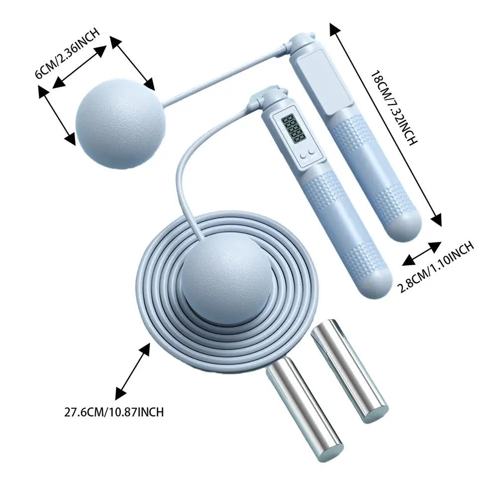 Counting Jump Rope - Smart Workout Skipping Rope with Digital Counter & Timer, Silicone Handles, Adjustable Length, Cardio Fitness Training Tool