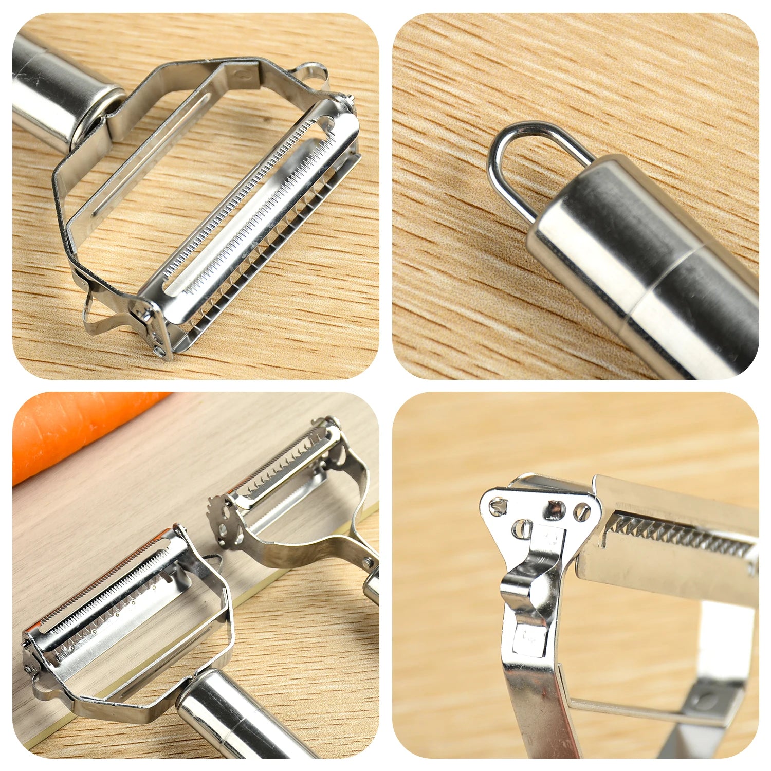 Stainless Steel Multi-Function Vegetable Peeler - Y-Style Slicer Grater, Potato Cucumber Apple Peeler, Julienne Kitchen Tool, Dishwasher Safe