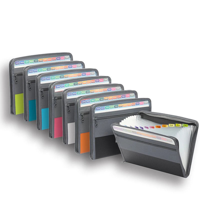 Accordion File Organizer — 13 Pockets, A4 Size, Letter Size, Expandable, Portable