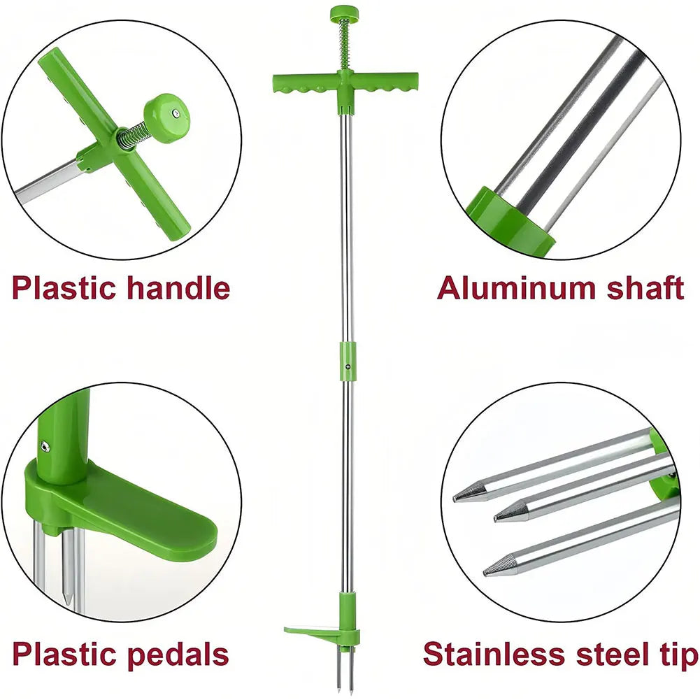 Stand-Up Weed Puller — Ergonomic Handle, Manual, Long Reach, Stainless Steel, Garden Tool