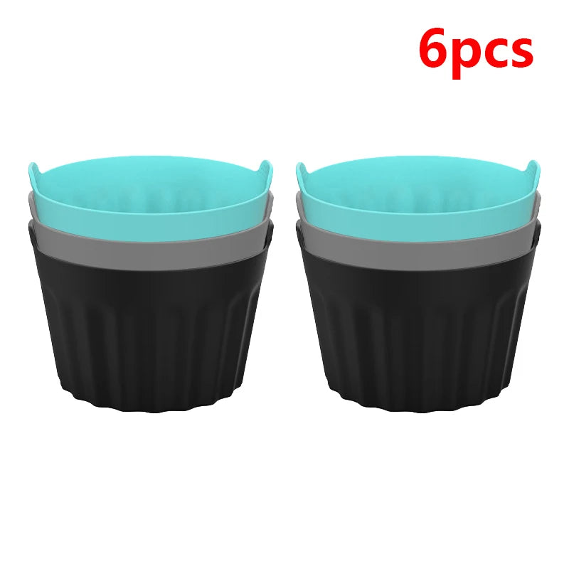 Silicone Egg Poacher Cup Set - Air Fryer, Microwave & Stovetop, Reusable Custard / Tart / Dessert Molds (3, 4, 6, or 12-Pack)