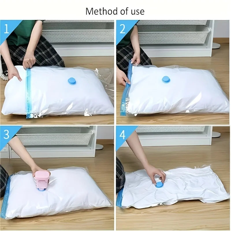 Electric Vacuum Storage Bag Kit with Mini Pump - Compress Clothes, Bedding & Travel Luggage by 75% in 60 Seconds