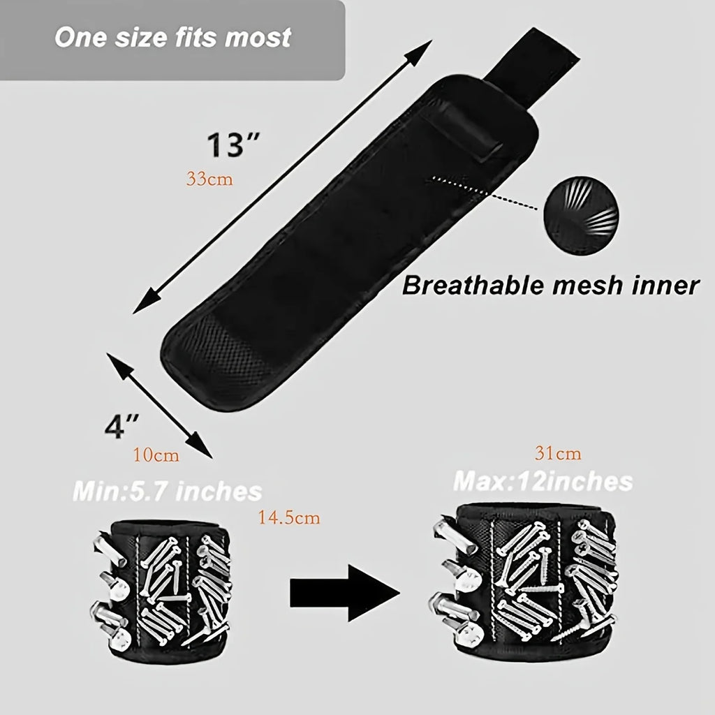Magnetic Wristband Tool Holder - Strong Magnets for Screws, Nails, Drill Bits, Hands-Free DIY & Workshop Helper