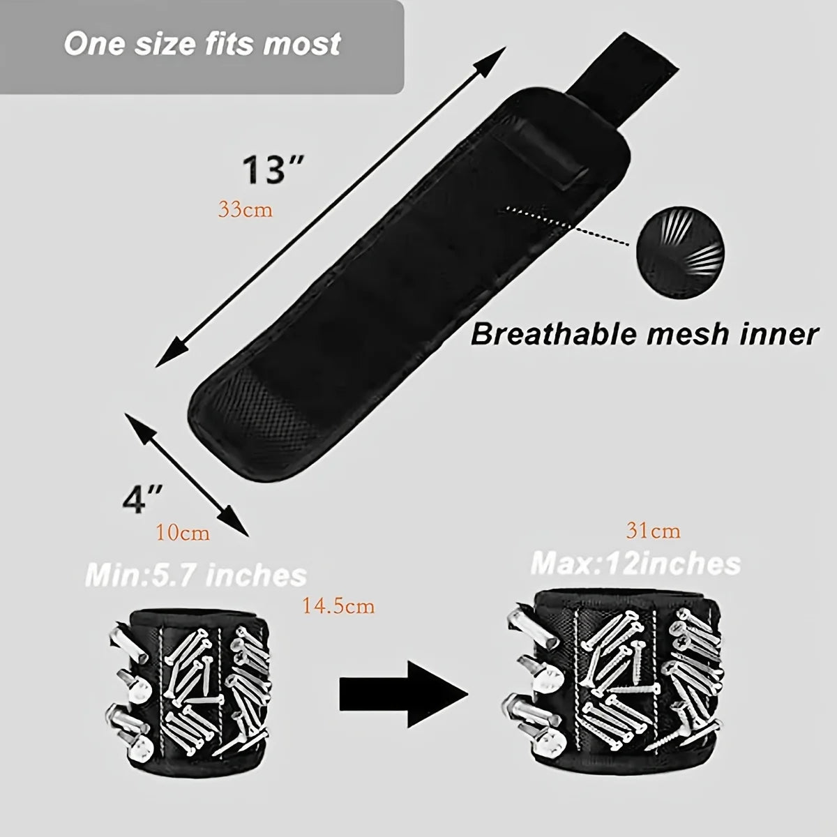 Magnetic Wristband Tool Holder - Strong Magnets for Screws, Nails, Drill Bits, Hands-Free DIY & Workshop Helper