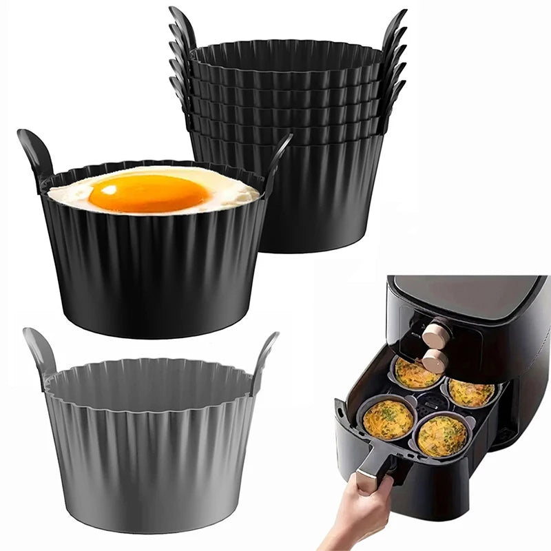 Silicone Egg Poacher Cup Set - Air Fryer, Microwave & Stovetop, Reusable Custard / Tart / Dessert Molds (3, 4, 6, or 12-Pack)