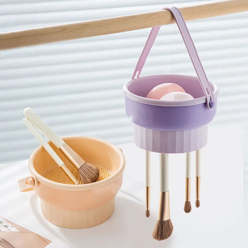 Silicone Makeup Brush Cleaning Bowl - Multi-Texture Wash Mat & Drying Stand, Deep Clean Brushes & Beauty Sponges in 60 Seconds