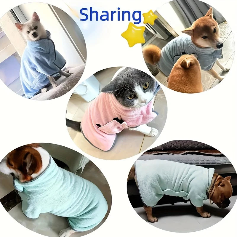 Pet Bath Towel — Wearable, Absorbent, Quick-Dry, Microfiber, Dog, Cat