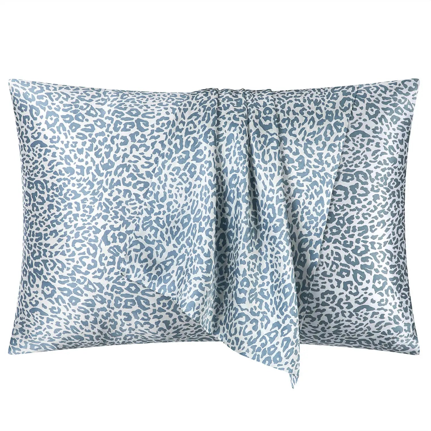 21 Momme Pure Mulberry Silk Pillowcase - Gray Leopard Print, Hidden Zipper, Queen / King Sizes, Hair & Skin Friendly
