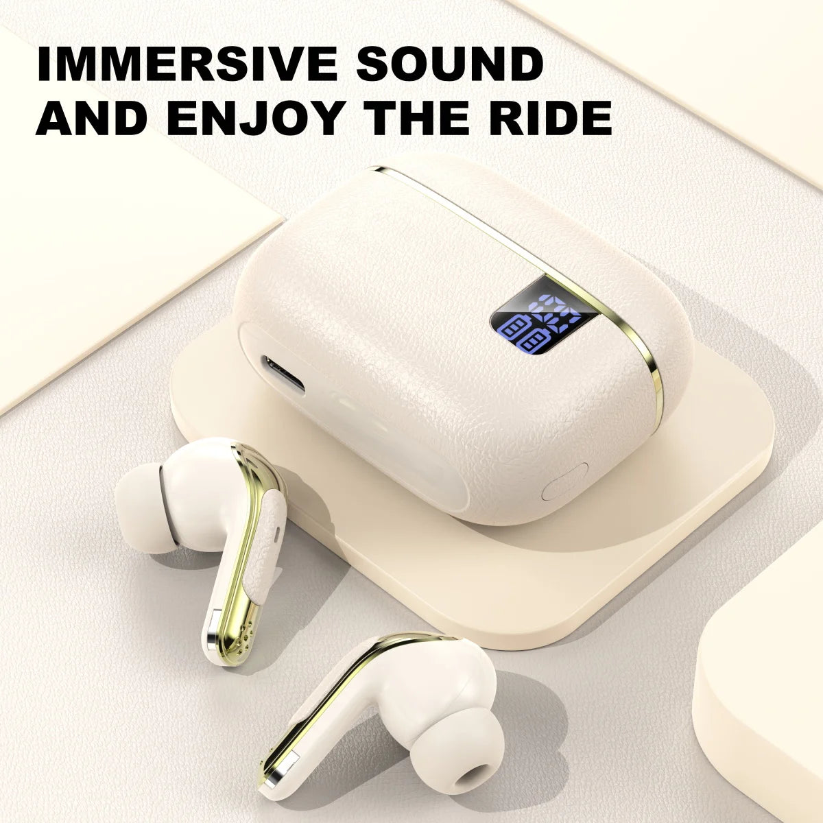 TWS Wireless Earbuds with ENC Noise Reduction - Bluetooth 5.3, LED Battery Display, 30Hr Playtime, Touch Controls