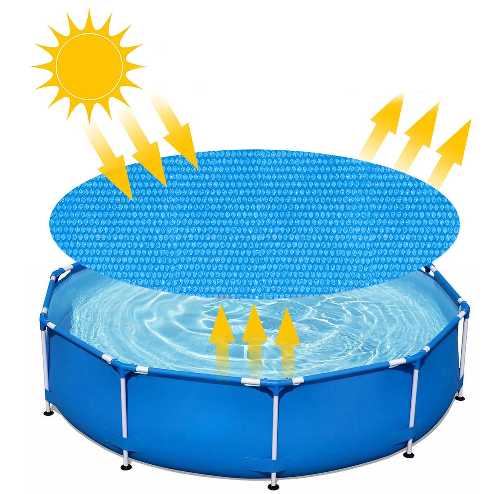 Solar Pool Cover — Round, Insulated, Durable, UV-Resistant, Bubble-Design, Heat-Retaining