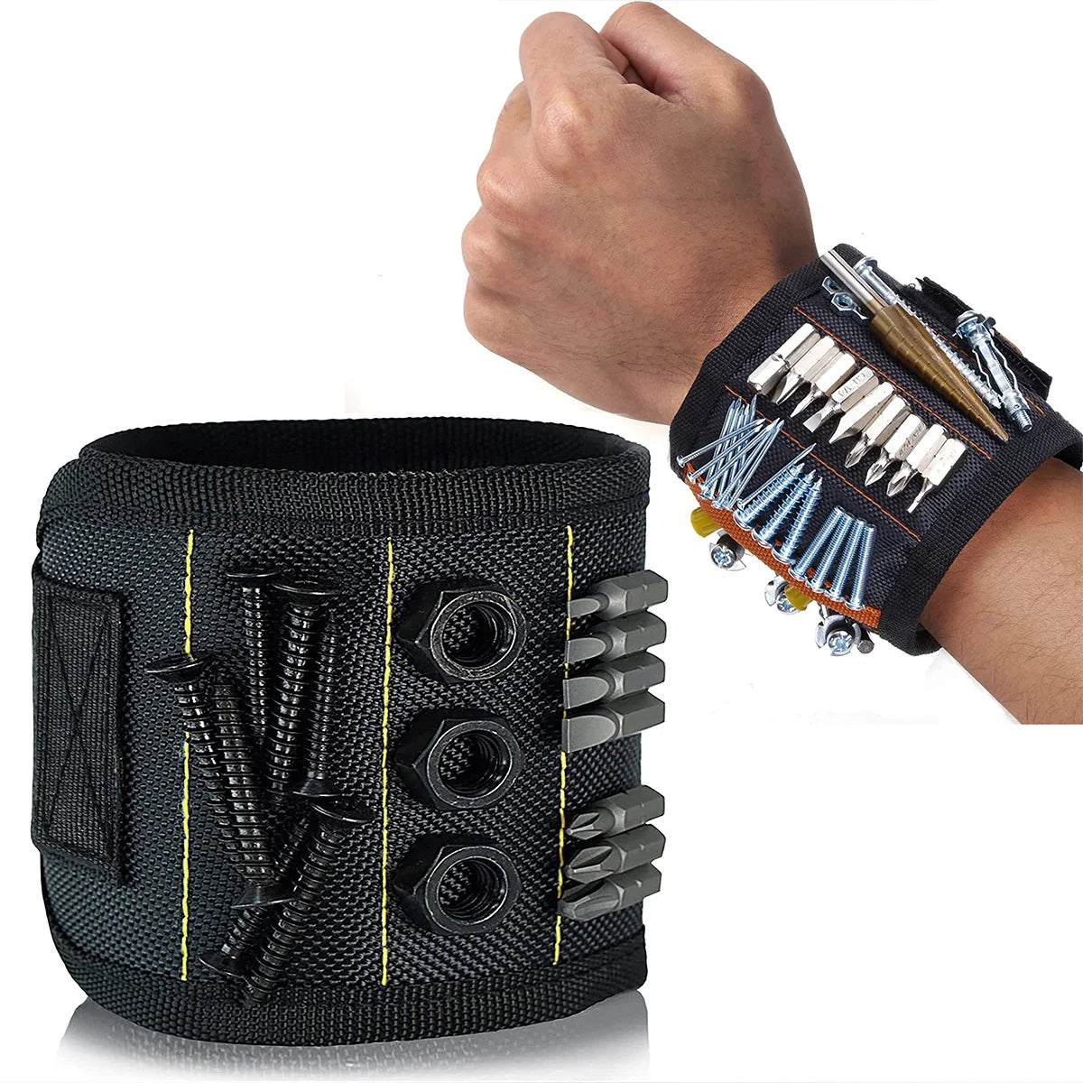 Magnetic Wristband Tool Holder - Strong Magnets for Screws, Nails, Drill Bits, Hands-Free DIY & Workshop Helper