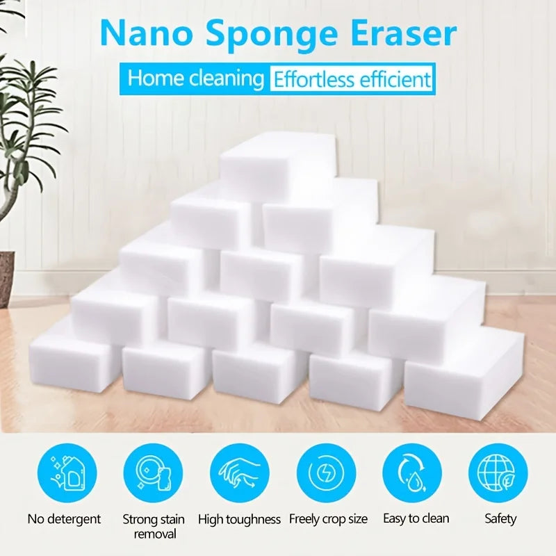 Magic Cleaning Sponge Bulk Pack (50 or 100 pcs) - Melamine Foam Eraser, Removes Scuffs, Stains, Grime with Just Water