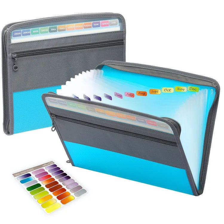 Accordion File Organizer — 13 Pockets, A4 Size, Letter Size, Expandable, Portable